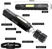 Lomon Portable Flashlight, 800 Lumens USB Rechargeable Tactical Flashlight, 90 Degree Rotate, Magnet Tail