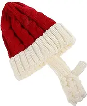 [WRITWAA] Santa Claus Knitted Hat Christmas Santa Cap for Adults Warm Knit Beanies Holiday Decor Unisex Red White