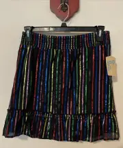 There Abouts Girls 2xl Plus Black Striped Knee-Length Pull-On Skirt NWT! A3726