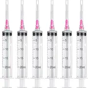 12 Pack 20ml Plastic Syringe Luer Lock with 18Ga, Measuring Syringe Tool for Scientific Labs, Epoxy Resin, Craft, Animals Injection, Machine Oil, Ink or Glue Applicator, Individual Package