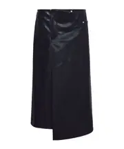asymmetric A-line leather skirt US2 Black