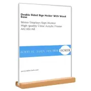 Acrylic Sign Holder A4/A5/A6 Menu Displays Double Sided, Wood Base Table Top ...