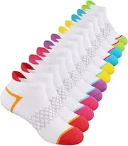 [Comfoex] 12 Pairs Girls Socks Ankle Athletic Socks Cotton Sports Socks With Cushioned Sole For Big Little Kids