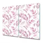 Glass Induction Ceramic Hob Cover Purple Palm Tree Florist Art Pink 2x30x52