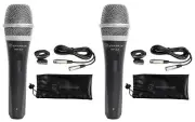 2 Rockville RMP-XLR Dynamic Cardioid Pro Microphones + 10' XLR Cables+2 Clips
