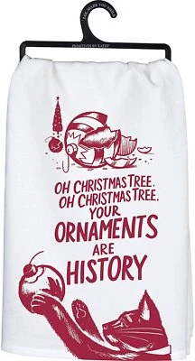 Primitives by Kathy Your Ornaments are History - Cat Dish Towel, 28-inch