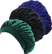 [Qianmome] Women Velvet Bonnet Sleep Cap Comfortable Night Sleeping Hat Hair Loss Cap Turban