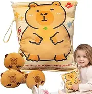 Bag for Snacks | Capybara Animal Plush Snack Bag | Soft Hugging Pillow with Lanyard, Keychain with 4 Dolls for Preschoolers Students Women Girls Boys Travel Picnic