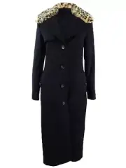DKNY Women's Leopard-Print Faux-Fur-Collar Coat
