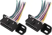 16 Pin OBD2 Female Plug Universal Fit Durable High Strength ABS Plastic Diagnostic OBD2 Connector Harness for Vehicle Inspection and Maintenance Set of 2