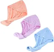 Baluue Drying Hair Towel Set 3pcs Hair Dry Wraps Shower Towels Fleece Material Ideal for Daily Use Fast Drying for Women