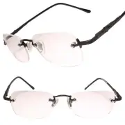 Black Rimless Modern Rectangle Lens Bifocal 1.50 Reading Sun Glasses Reader