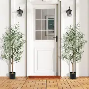 CostwaySet of 2 Artificial Olive Tree 130CM Tall with Realistic Fruits and Pot