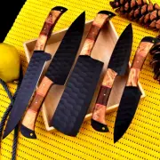 CUSTOM HANDMADE FORGED CARBON STEEL CHEF KNIFE KITCHEN KNIVES CHEF SET 06