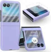 [MOJIA] Case for Motorola Razr 40 Ultra, Ultra Thin and Silky Feel Mobile Phone Case, Anti Drop and Anti-Scratch Protective Case, with Tempered Glass Screen Protector Purple
