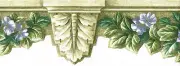 Blue Floral Flower Acanthus Leaf Corbel Sculptured Die Cut Wallpaper Border