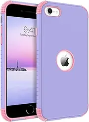 BENTOBEN for iPhone SE 2022 Case, iPhone SE 2020 Case, 2 in 1 Slim Fit Hybrid Shockproof Hard PC Soft TPU Bumper Protective Girls Women Boy Men Cover for iPhone SE 3rd Gen/2nd Gen 4.7", Purple/Pink