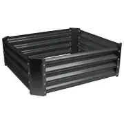 1x Anthracite 90cm x 90cm Square Galvanised Steel Raised Garden Bed Planter Box