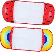 Toyvian 2Pcs Inflatable Fruit Float Bed with Mesh Hammock Watermelon Rainbow Design Easy to Inflate for Summer Pool Fun Material Comfortable Adult Water Lounger
