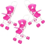 3Pcs Doll Stroller Pretend Play Pushchair for Doll House Decor and Party Games Accessory Enhances Hand Eye Coordination and Sensory Skills