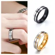 Unisex Fashion Simple Personalised Retro Tungsten Steel Finger Ring Gold Black