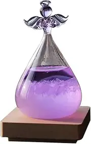 Storm Glass Weather Predictor, Angel Shape Weather Station Forecaster Glass Barometer with Wood Base for Office Desktop Home Decorative