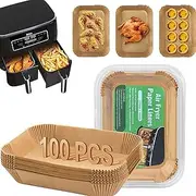 Mavere Air Fryer Liners for Dual Basket Air Fryer, Non-Stick Parchment Paper Rectangular, Air Fryer Accessories, Oil Proof, Water Proof, Paper Liner for Microwave Oven (100PCS, 22x14x4.5cm