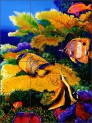 Undersea Tile Backsplash Micheline Hadjis Sea Life Art Ceramic Mural MHA015