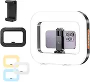 Rechargeable Selfie Portable Ring Light – Adjustable Bicolor Fill Light, Portable LED Ring Light Selfie Phone Video Stabilizer, with Cordless Square Design for Camera Smartphone (A)