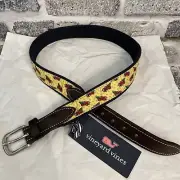 NWT Vineyard Vines Boy's Christmas Truck & Tree Canvas Club Belt Yellow Size 28