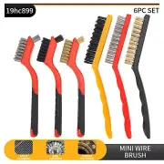 6PC Wire Brush Set Steel Brass Nylon Cleaning Polishing Metal Rust Paint Remover