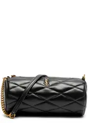 Saint Laurent Sade Tube Quilted Shoulder Bag, Leather Bag, Black One Size