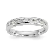 0.43ct. CZ Solid Real 14K White Gold 11-Stone Channel Wedding Band Ring