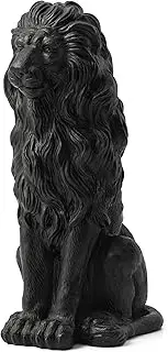 Glitzhome Guardian Sitting Lion Garden Statue MGO Outdoor Decoration, 27.75" H, Black