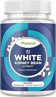 White Kidney Bean Supplement Pills Pure Extract Starch Carb Blocker Weight Loss Formula - Lose Belly Fat Suppress Appetite Boost Metabolism Natural Weight Loss for Men and Women by Phytoral