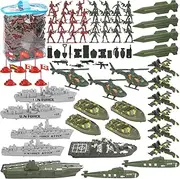 3 otters 360PCS Army Men Military Set, Army Men Toy Soldiers Plastic Military Figures Aircraft Carrier Warships Submarines and Other Accessories for Kids