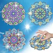 Diamond Art Stained Glass Window Clings, 3 Pcs Mandala Window Stickers for Suncatchers, Diamond Art Accessories, DIY Craft Kits for Adults Women, Gifts for Women, Girls, Kids
