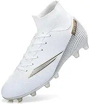 [DKHHN] Men's Soccer Shoes Football Cleats Outdoor High-Tops Lace-Up Non-Slip Spikes AG/FG Boots Wide Training Sneaker