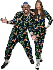 [NOROZE] Men's Boys Gaming Onesie, Unisex Kids Pyjamas All in One, Family Pj Jumpsuit, Gamer Loungewear Sleepsuit, Sleepwear Gifts for Mens Womens Boys Girls