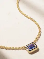 [Alison Lou] Alison Lou - Madison 14-karat Gold, Laboratory-grown Sapphire And Enamel Necklace - Navy - One size One size Blue