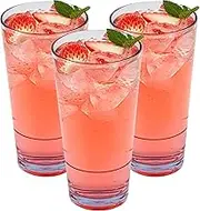 Restaurantware - BEV Tek 20 Ounce Clear Drinking Glasses, 10 Heavy-Duty Plastic Highball Glasses - Dishwashable, Stackable, Clear Plastic Cooler Glasses, for Serving Drinks at Catered Event