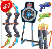 "Kids Bow and Arrow Toy Set 2 LED Bows 20 Suction Arrows 2 Foam Dart Guns"