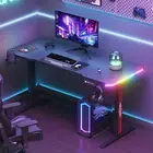 Ufurniture Electric Standing Desk Gaming Desk with LED Lights Black 140cm