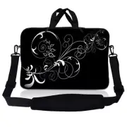 13.3 Inch Laptop Bag Sleeve Case w/ Shoulder Strap Chromebook Macbook Art Black