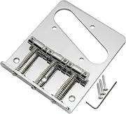 Musiclily 54mm Telecaster Bridge with Compensated 3-Saddle for Tele Style Guitar, Chrome