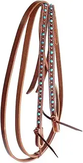 CHALLENGER Horse Western 8ft Harness Leather Show Split Reins w/Turquoise Stones 6682TR