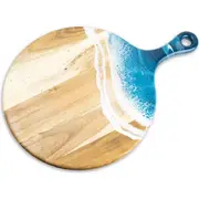 Lynn & Liana Acacia Ocean Vibes Cheese Paddle Round Wooden Board Serving Platter