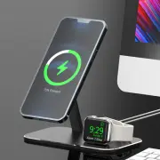 Magnetic Wireless Charger Mobile & Watch Charging Stand Charging Stand with QC3.0 Adapter for iPhone 12, Pro, Pro Max, Mini, Apple Watch2-6/SE and Air