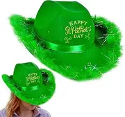 [Generic] St. Patrick's Day Cowboy Hat | Unisex Western Caps,St Patrick Day Felt Cowgirl Hats Unisex Shamrock Comfortable for Halloween Irish Festival