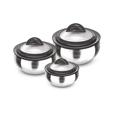 Milton Clarion Jr Stainless Steel Casserole With Glass Lid Set of 3- Free Post